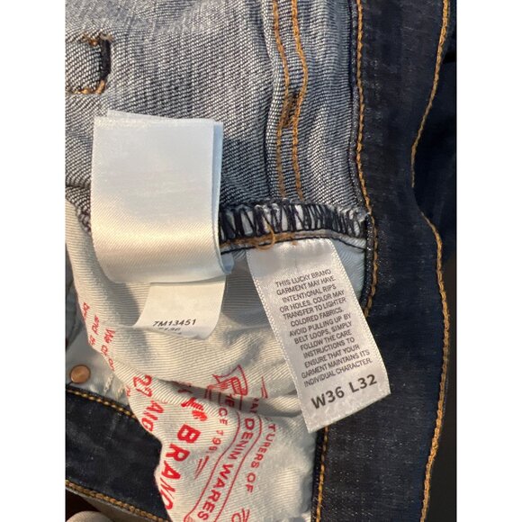 Lucky Brand Mens Relaxed Straight Jeans W36 L32 Mid-Rise Denim Dark Wash - Picture 5 of 5